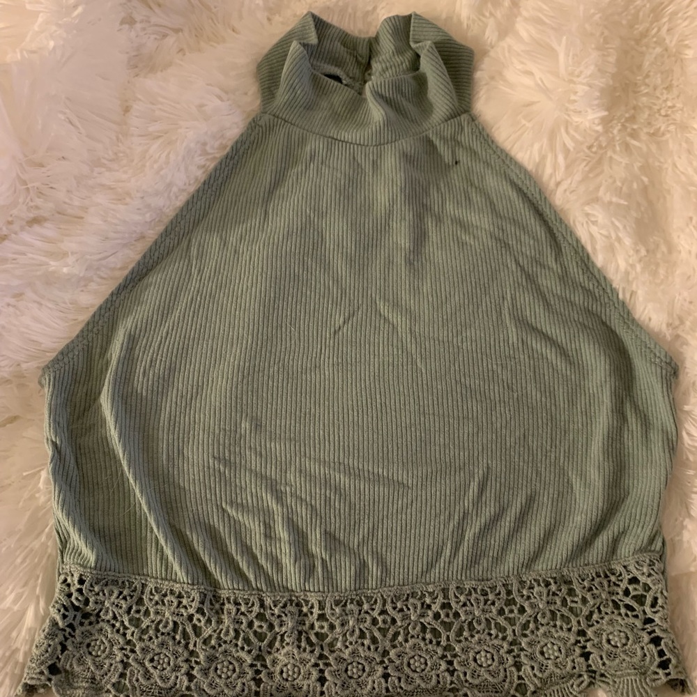 La hearts ribbed  sage green turtleneck tank top